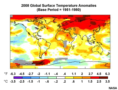 2008 global surface temperature anomalies