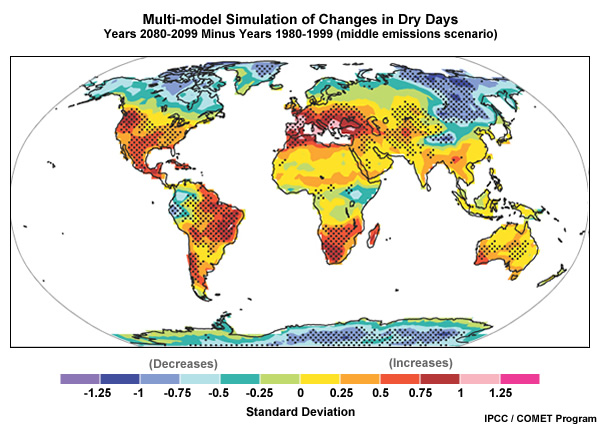 IPCC projection of dry days