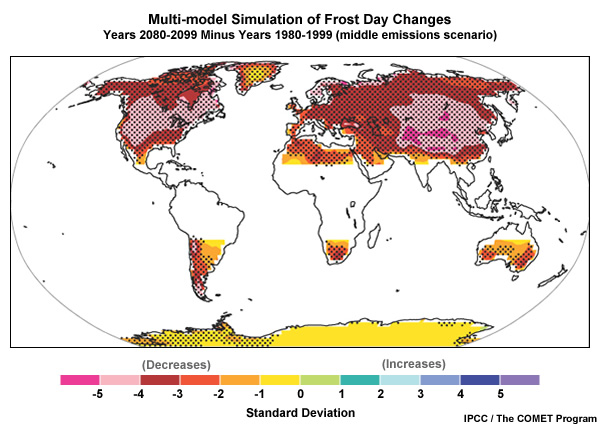 IPCC projection of frost days