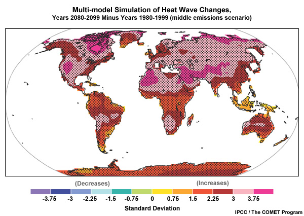 IPCC projection of heat waves