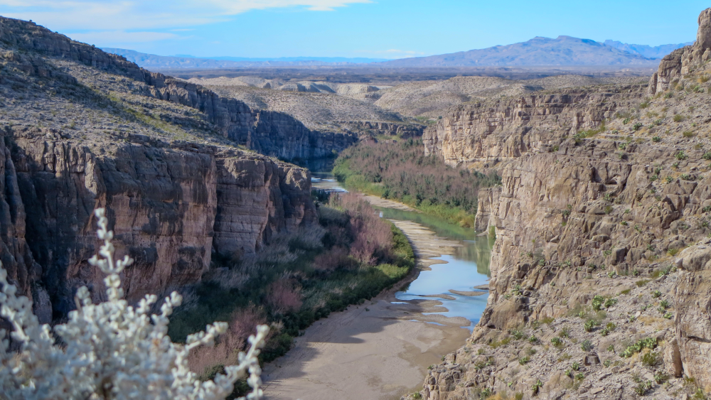 Rio Grande flowing though canyons in Big Bend National Park