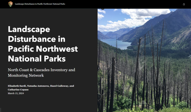 Screenshot of cover of StoryMap titled 'Landscape Disturbance in Pacific Northwest National Parks