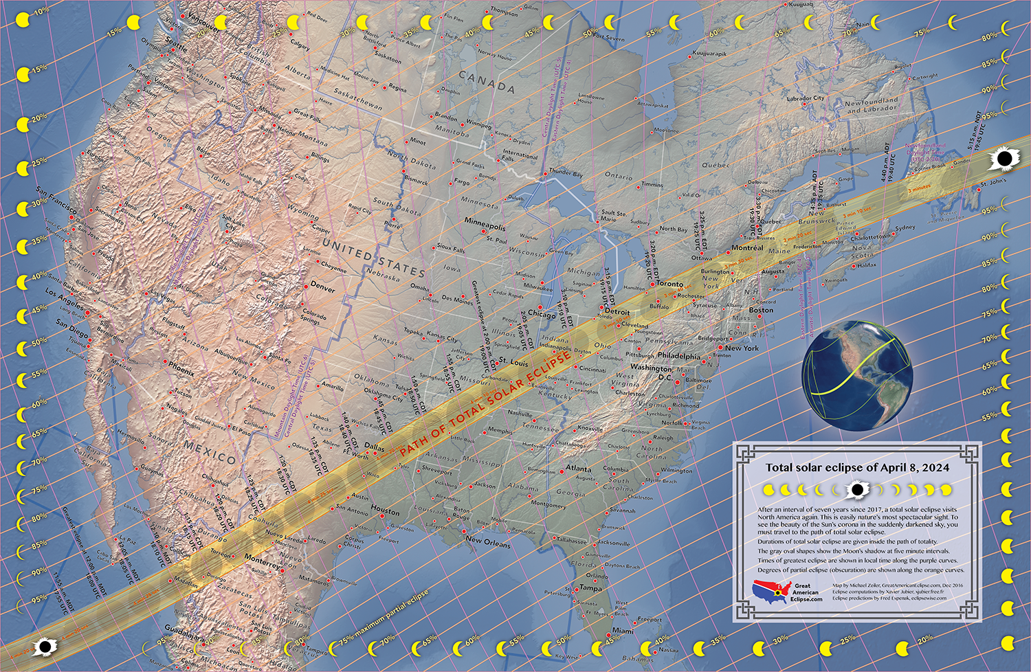 Map of the path of the total solar eclipse