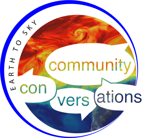 Colorful graphic with text saying community conversations