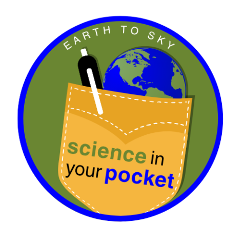 Colorful graphic with text saying science in your pocket