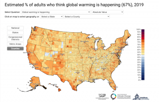 Yale Opinion Map on America's views on climate 2019