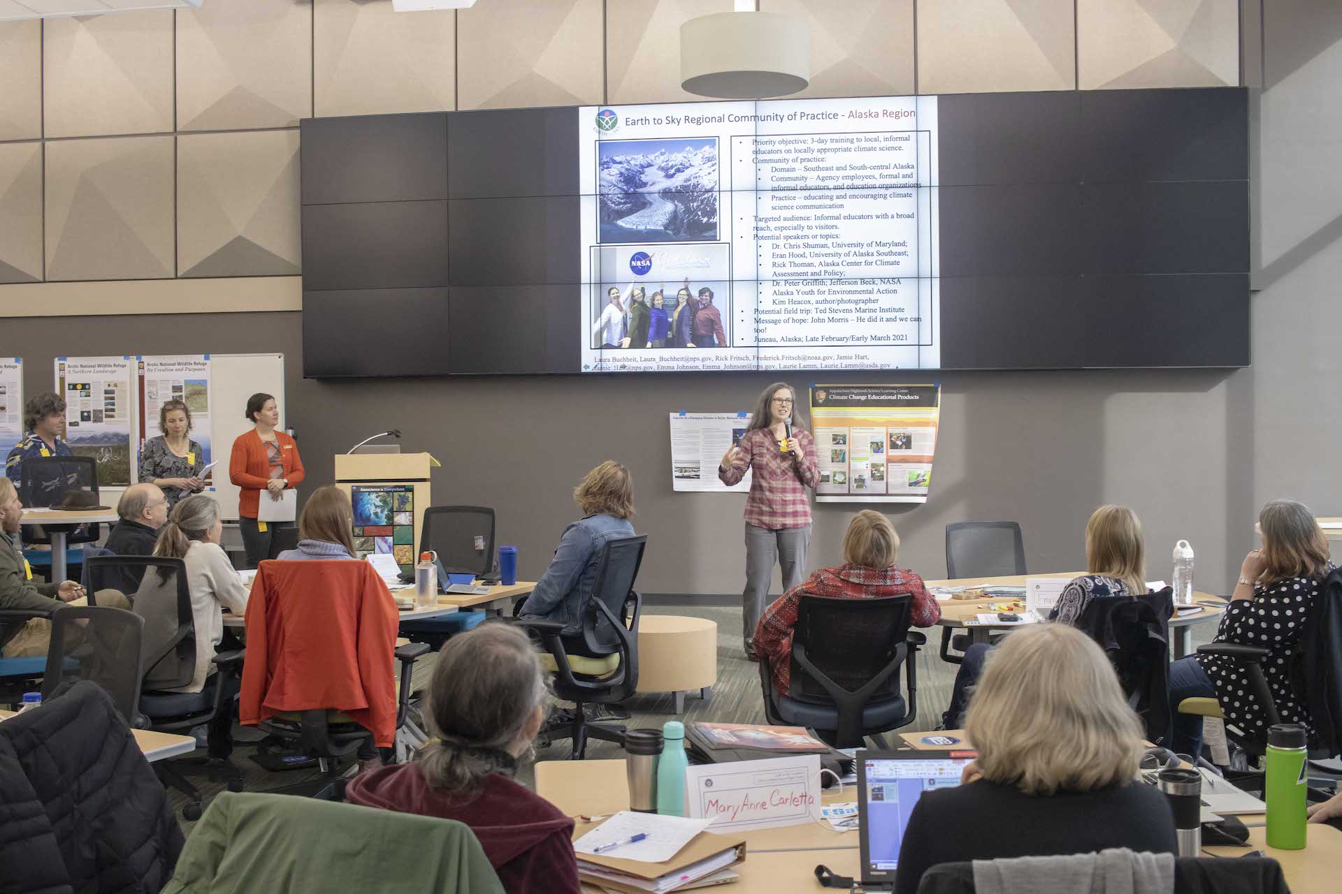 Team Alaska presents a slide on their region's plans at ETS Academy class of 2019