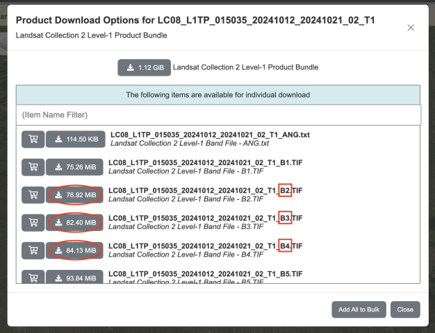 screenshot showing B2, B3, and B4 download buttons