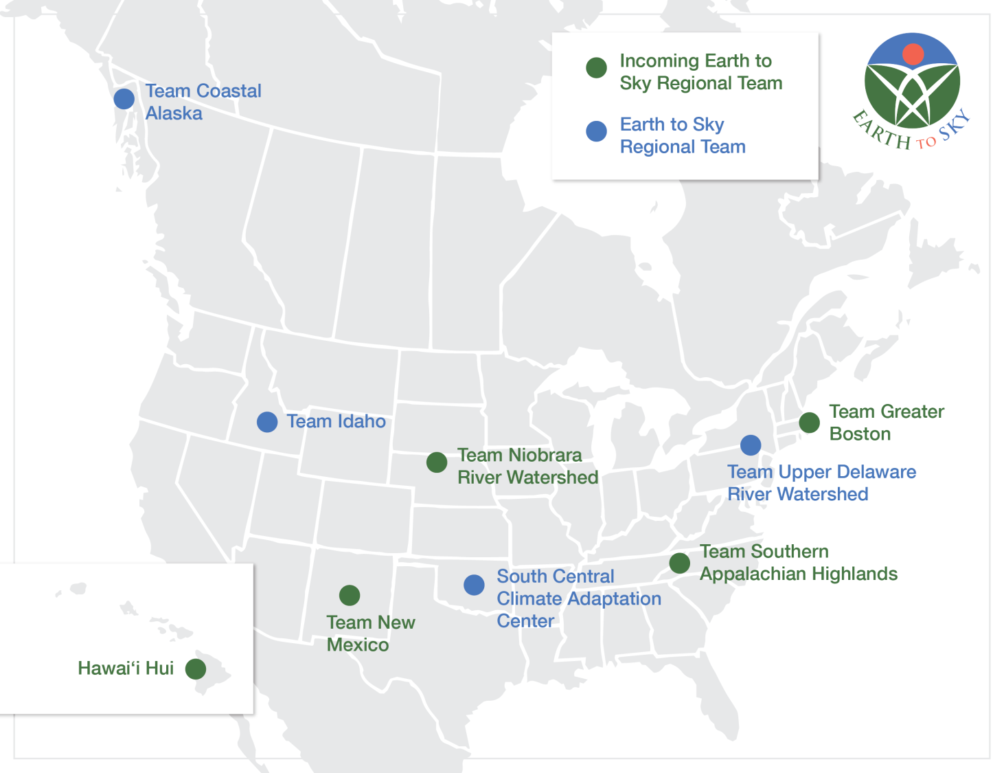 Map of North America showing the locations of the existing and new regional teams